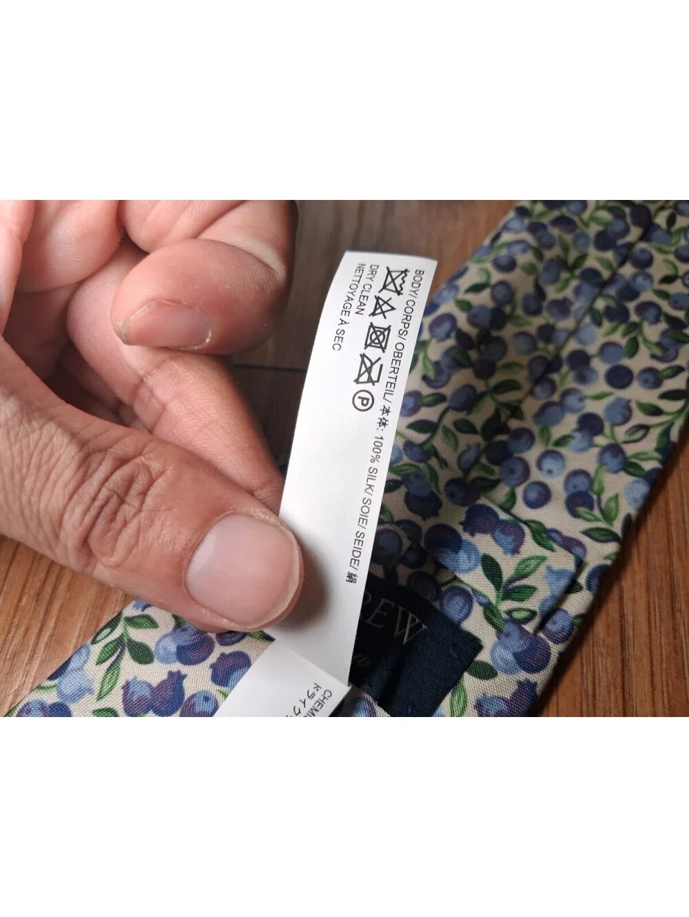 J Crew Ludlow Silk Tie Blueberry Floral White Made in USA